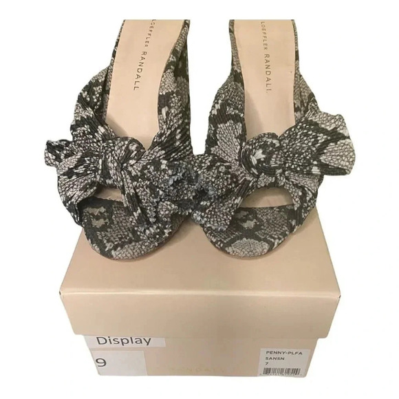 Loeffler Randall Penny Pleated Bow Heel Snakeskin Print - Picture 3 of 8